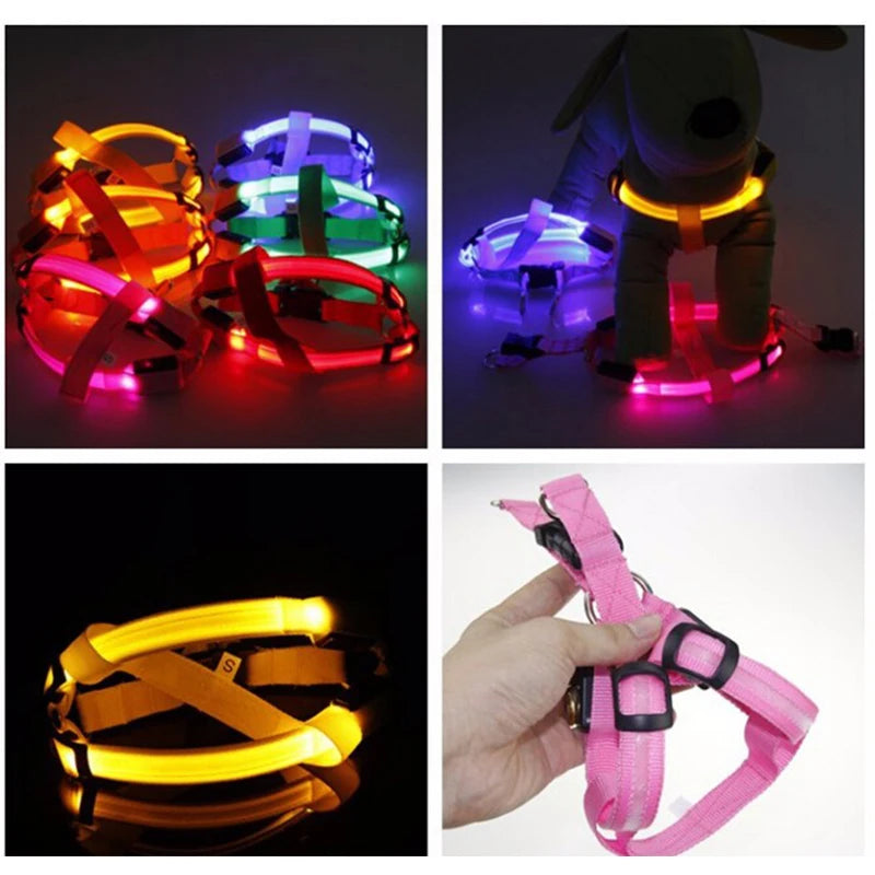 USB Rechargeable Light Up Dog Harness - Night Safety with LED Anti-Pull