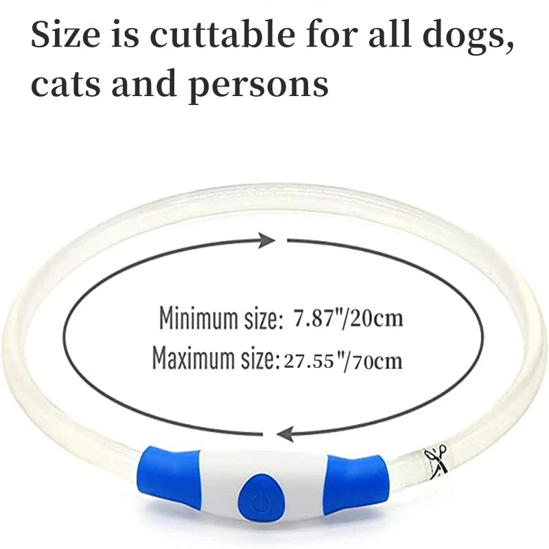 Collare LED Luminoso per Cani e Gatti – Ricaricabile USB e Sicuro per la Notte