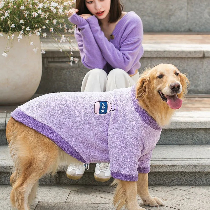 Large Dog Fleece Hoodie – Warm & Comfortable for Golden Retrievers & Labradors