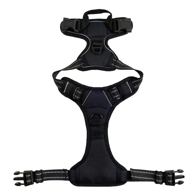 Dog Harness – With 2 Leash Clips, Adjustable and Comfortable, For Safe and Controlled Walking – Black