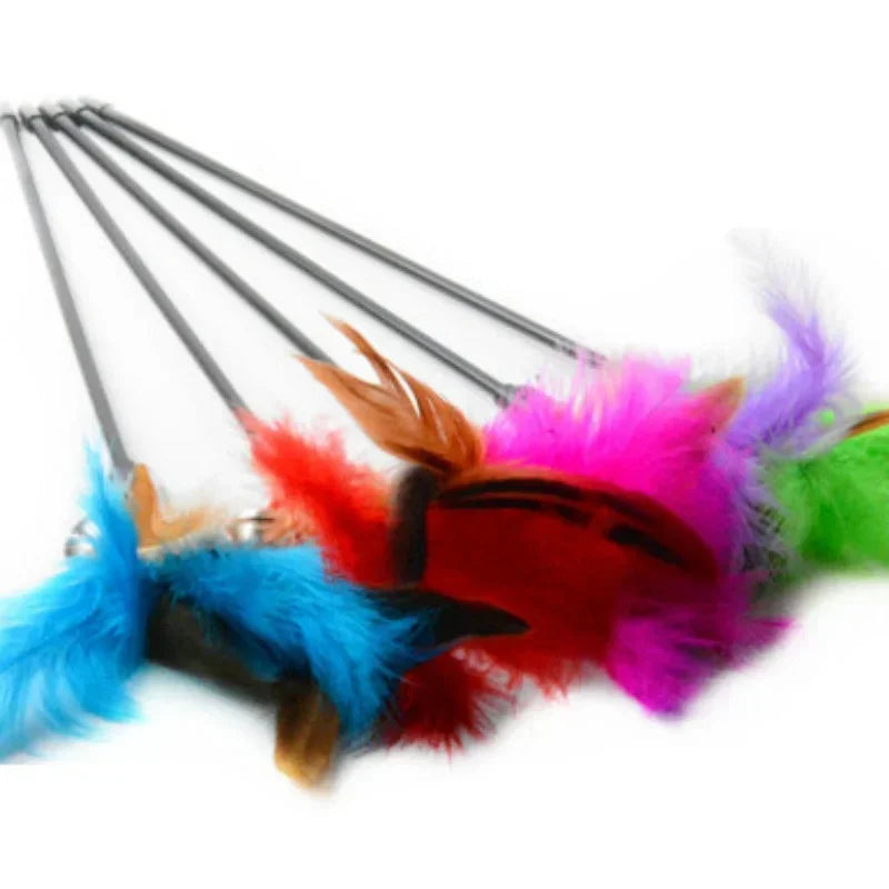 2 Cat Toys with Bell and Feathers - Interactive Fun for Your Cat: Stimulates Hunting Instinct, Hours of Entertainment